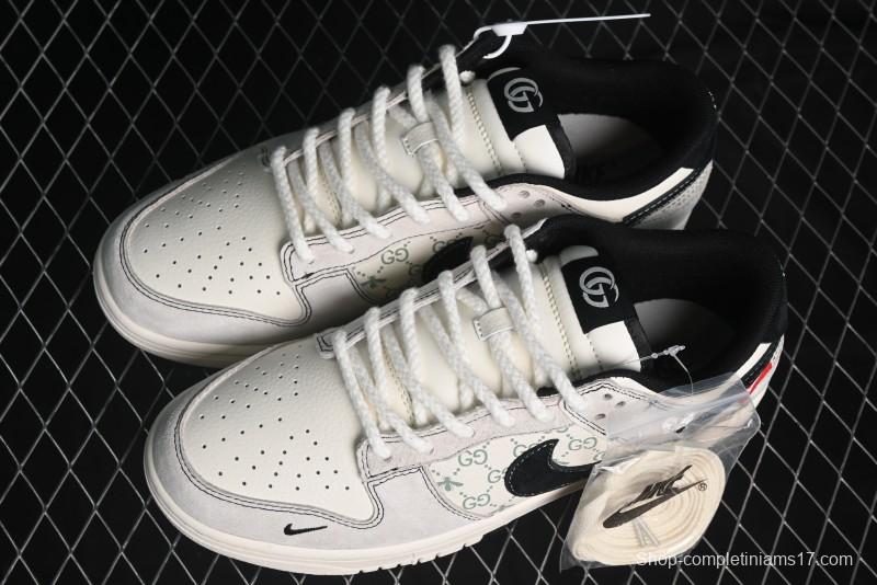 Nike SB Dunk Low Gucci Collaboration - Bumblebee Series Grey Black Hook Anniversary High-End Custom Low-Top Casual Skate Shoes - MM1089-029