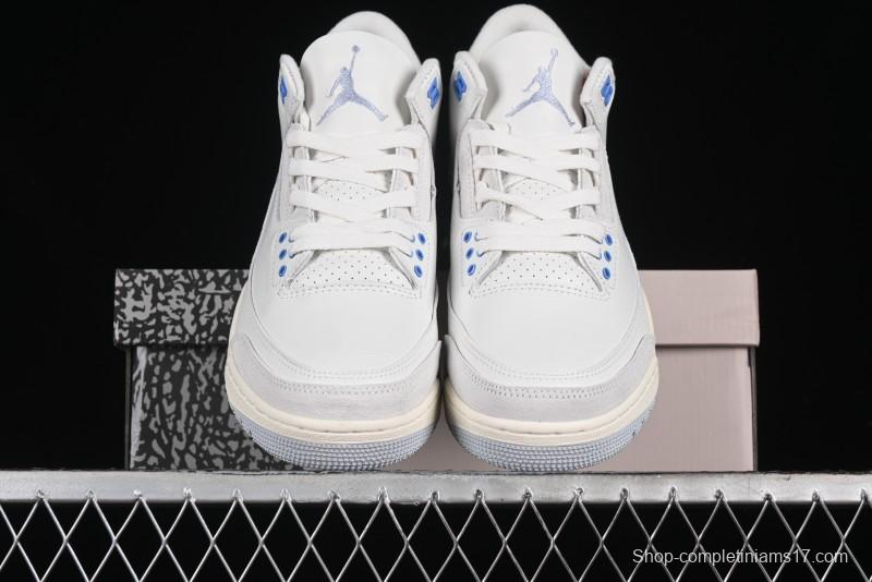 Nike Air Jordan 3 Retro "Lucky Shorts" Basketball Shoes with University Blue and White Colorway - CT8532-101