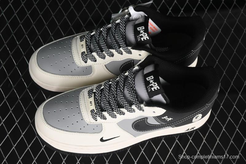 Nike Air Force 1 '07 Low Bape Collaboration - Beige Grey Black Low-Top Casual Sneakers BB6566-209