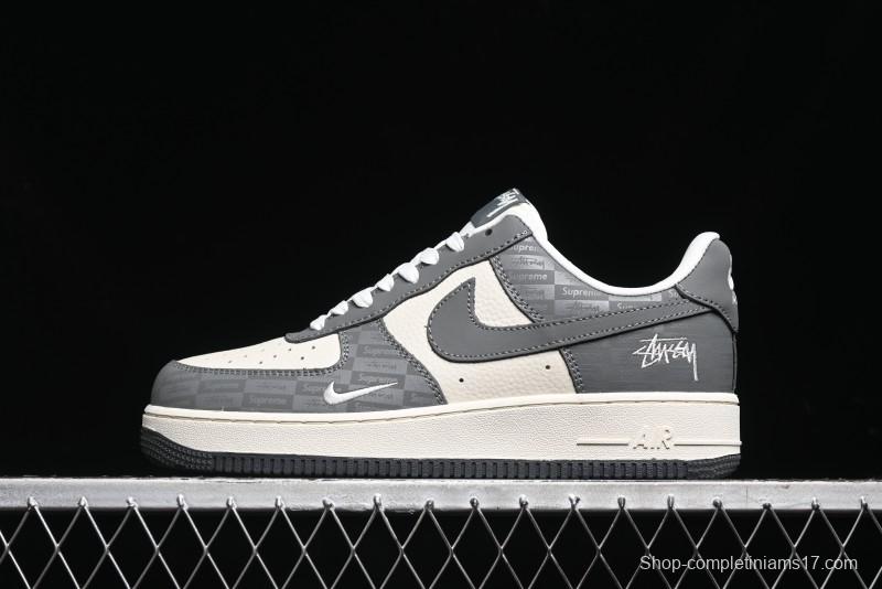 Nike Air Force 1 '07 Low Stussy Collaboration - Light Bone Shadow Low-Top Casual Sneakers - DF0180-008
