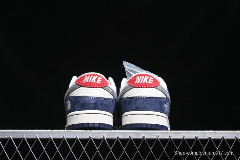 Nike SB Dunk Low The North Face Collaboration - Light Blue Grey Check Anniversary High-End Custom Low-Top Casual Skate Shoes - YX5066-251