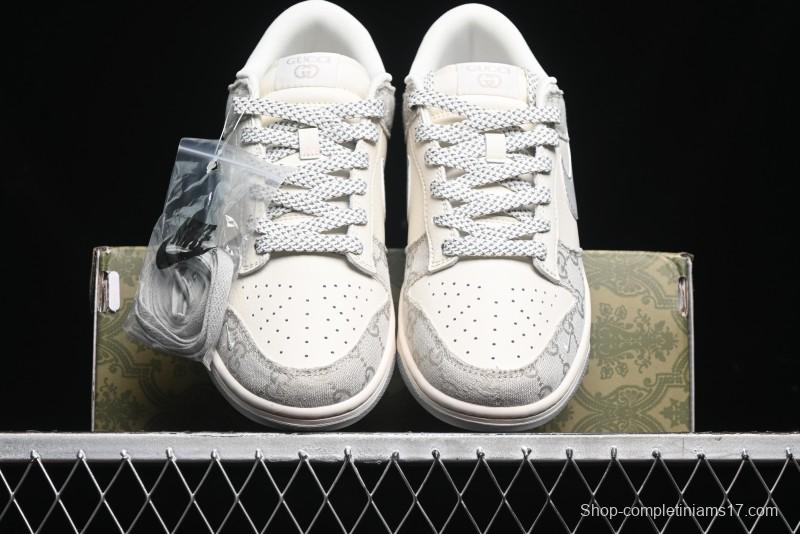 Nike SB Dunk Low Gucci Collaboration - Smoke Grey Sole Anniversary High-End Custom Low-Top Casual Skate Shoes - XX2025-802
