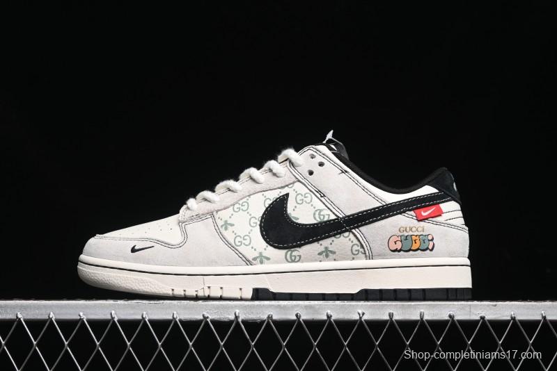 Nike SB Dunk Low Gucci Collaboration - Bumblebee Series Grey Black Hook Anniversary High-End Custom Low-Top Casual Skate Shoes - MM1089-029