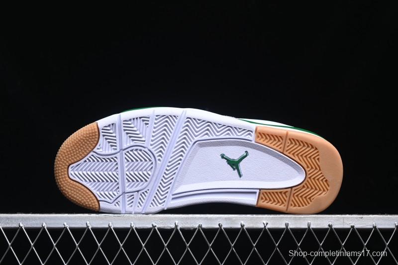 Nike Air Jordan 4 Remastered AJ4 Retro Sneakers in White Green with Gum Sole - FQ7939-103