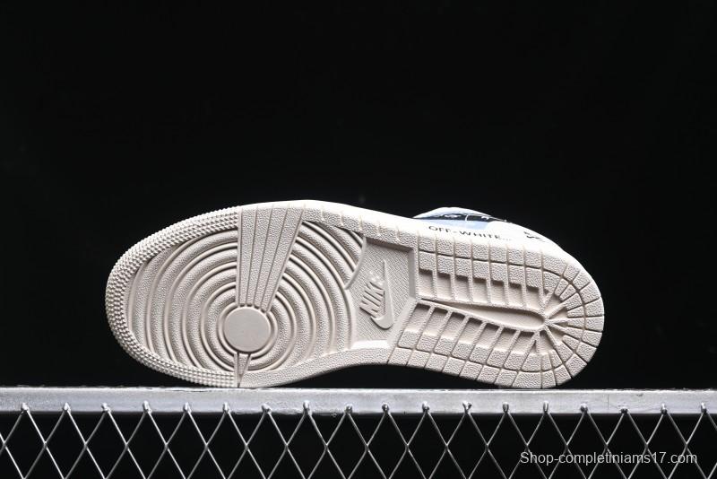 Nike Air Jordan 1 Low AJ1 OF Collaboration - Customized Retro Basketball Shoes with 3D Buttons - DM9188-001