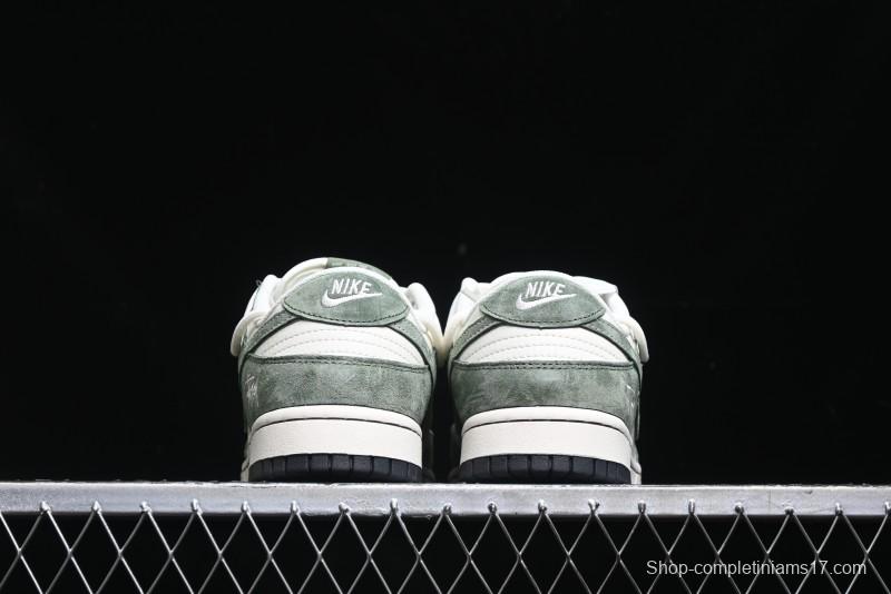 Nike SB Dunk Low Stussy Collaboration - Patina Green Lace-Up Anniversary Custom Low-Top Casual Skate Shoes - XS1186-105