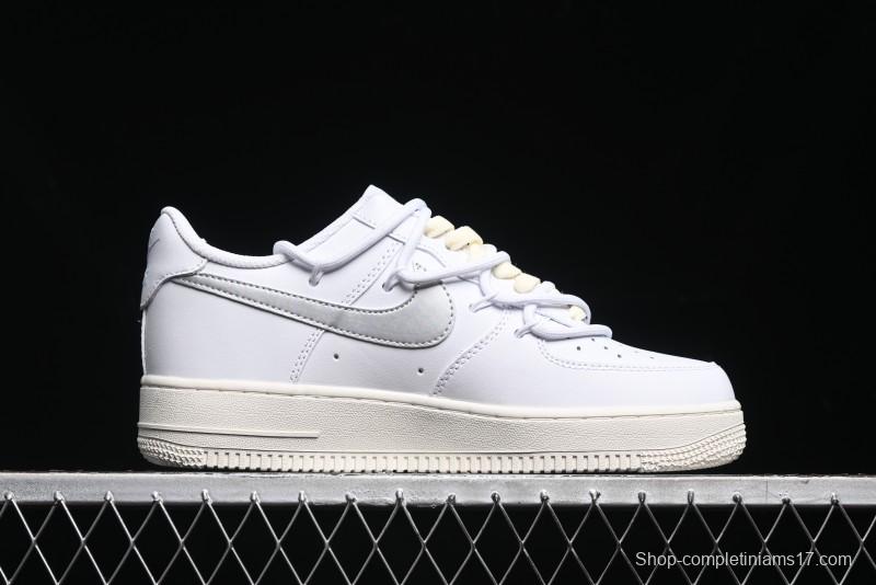 Nike Air Force 1 '07 Low Silver Hook Off-White Style Casual Sneakers - ZH0316-049