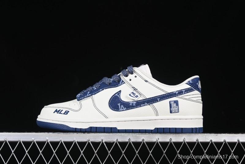 Nike SB Dunk Low MLB Collaboration - Denim Blue Swoosh Anniversary Customized Low-Top Casual Sneakers - DJ2024-044