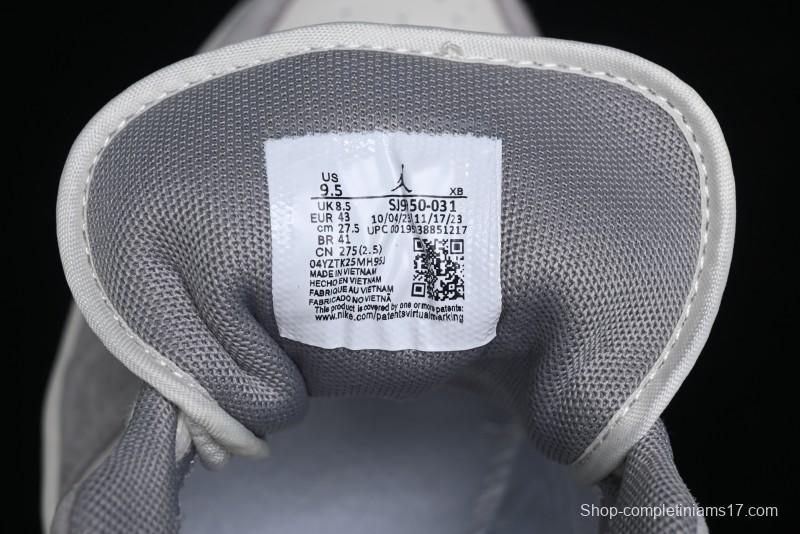 Nike Air Jordan 1 Low Stussy Collaboration - Grey White Dual-Tone Red Tag Retro Basketball Shoes - SJ9950-031