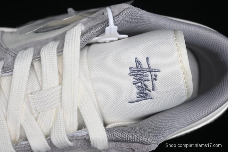 Nike Air Jordan 1 Low Stussy Collaboration - Grey White Dual-Tone Red Tag Retro Basketball Shoes - SJ9950-031