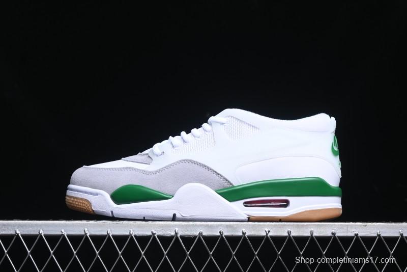 Nike Air Jordan 4 Remastered AJ4 Retro Sneakers in White Green with Gum Sole - FQ7939-103