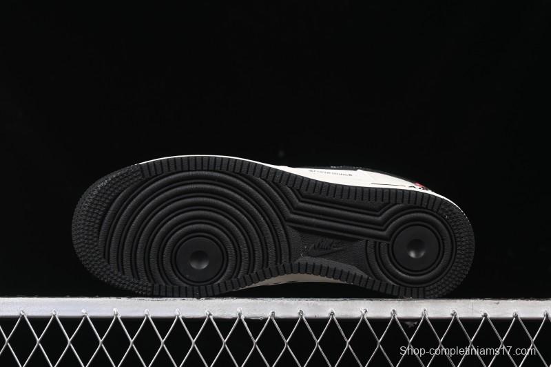 Nike Air Force 1 '07 Low Stussy Collaboration - Black Woven Label Low-Top Casual Sneakers - SJ6698-011