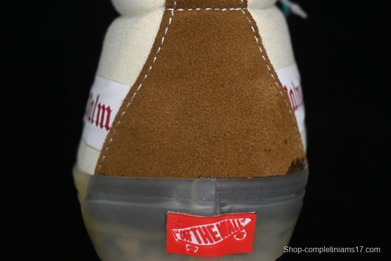 Palm Angels x Vans Sk8-Mid Collaboration Mid-Top Skate Shoes with Distressed Sole - VN000CRPGRN