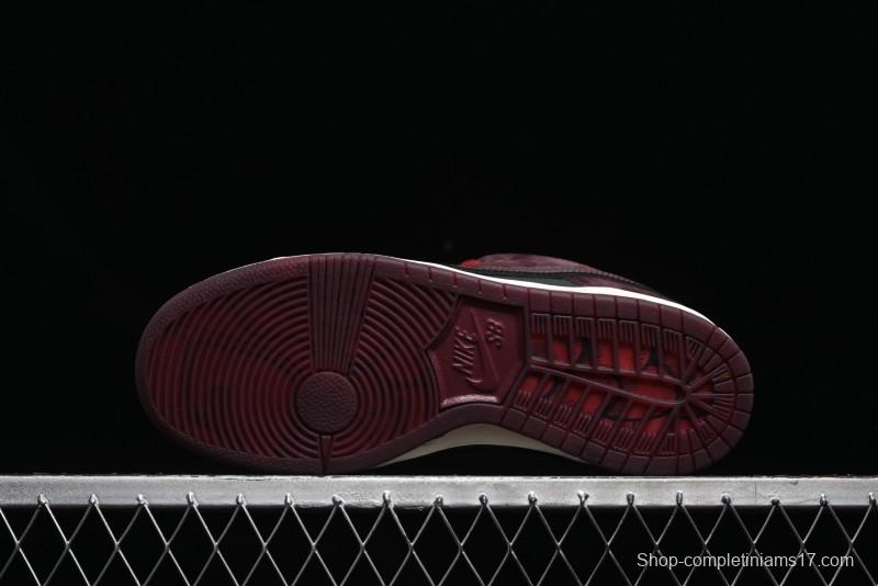 Nike SB Dunk Low Bordeaux Red Skate Shoes Collaboration with Riot Skateshop - FZ1289-200