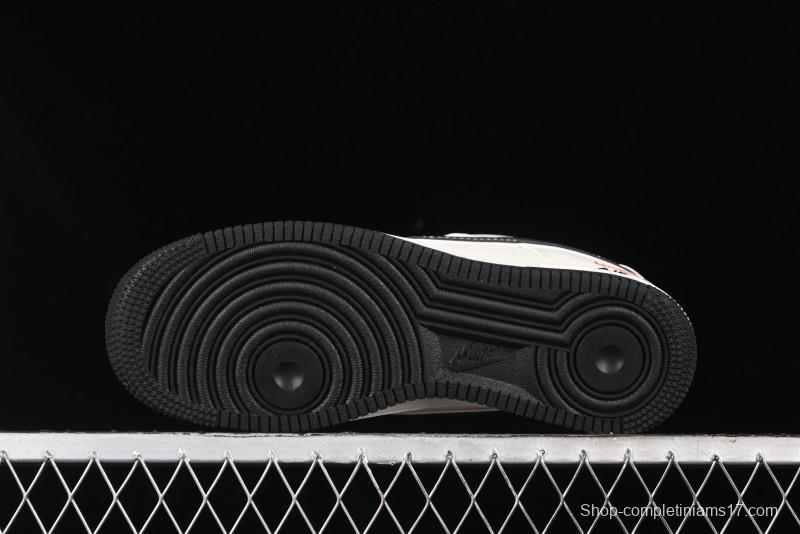 Nike Air Force 1 '07 Low Stone Island x Supreme Collaboration - Off-White Black Heel Casual Sneakers - BB1616-307