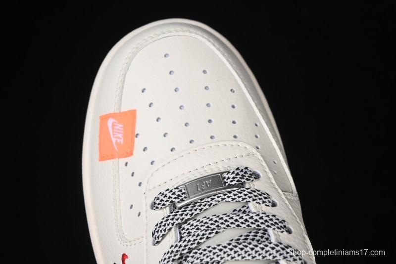 Nike Air Force 1 '07 Low Stussy Collaboration - Black Woven Label Low-Top Casual Sneakers - SJ6698-011