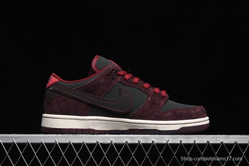 Nike SB Dunk Low Bordeaux Red Skate Shoes Collaboration with Riot Skateshop - FZ1289-200