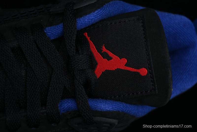Nike Air Jordan 4 Retro Basketball Shoes with Black-Grey-Blue Color Blocking - FV5029-003