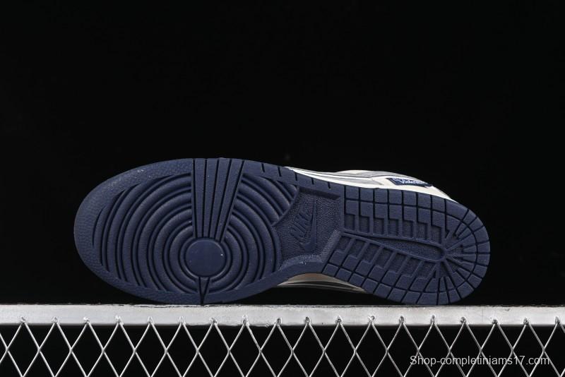 Nike SB Dunk Low Collaboration with Violent Bear - Patchwork Grey Swoosh Anniversary Custom Edition Low-Top Casual Skate Shoes - KK1333-013