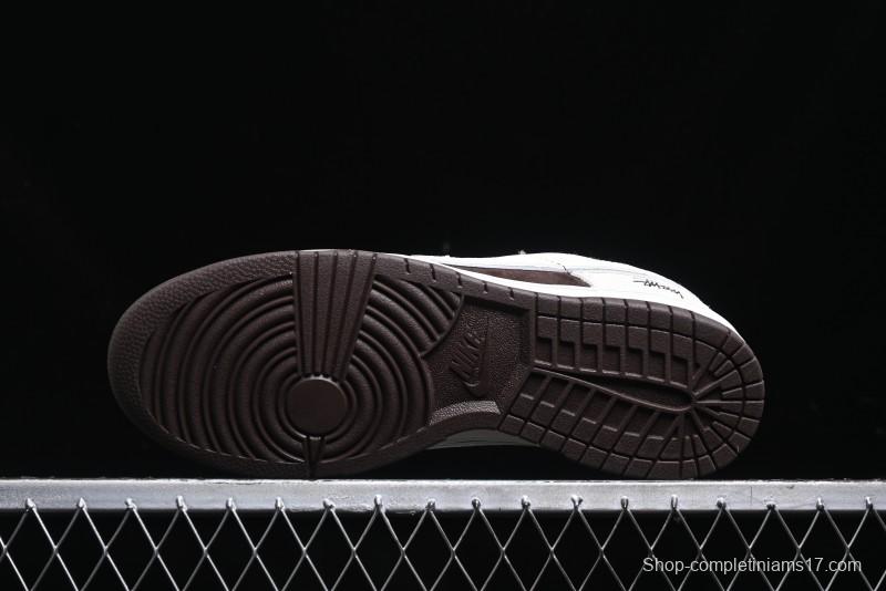 Nike SB Dunk Low Stussy Collaboration - Dark Brown White Swoosh Anniversary Custom Low-Top Casual Sneakers - KK1333-012