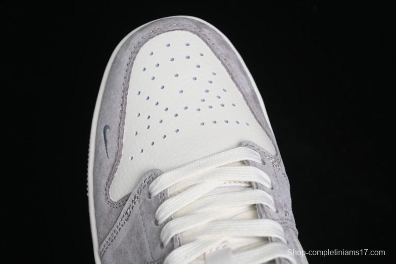 Nike Air Jordan 1 Low Stussy Collaboration - Grey White Dual-Tone Red Tag Retro Basketball Shoes - SJ9950-031