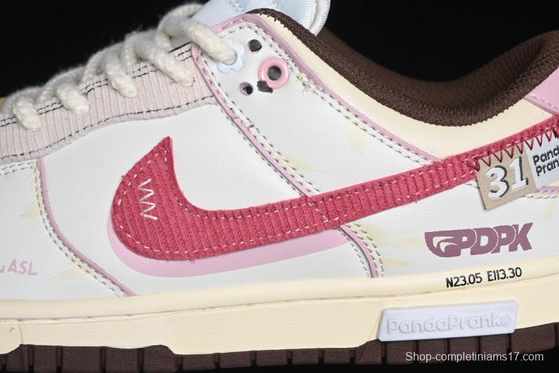 Nike Dunk Low Retro Casual Sneakers in Brown and Sail with Panda Mischief Skyline Theme - DD1503-124