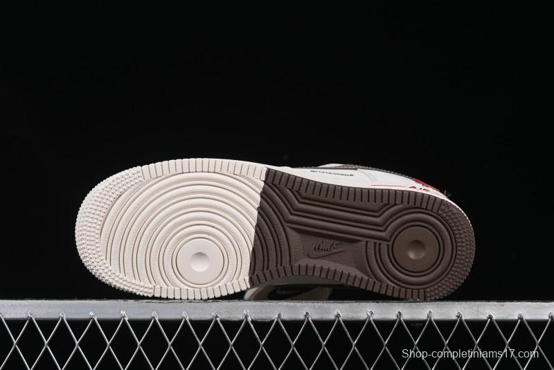 Nike Air Force 1 '07 Low Stussy Collaboration Dual-Tone Beige Brown Low-Top Casual Sneakers - SJ6698-025