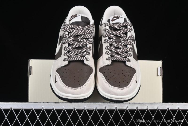 Nike SB Dunk Low Stussy Collaboration Brown Leather Swoosh Anniversary Custom Low-Top Casual Sneakers - DJ2024-062