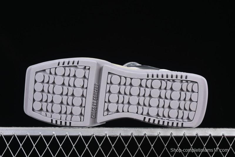 Choco Concert Leather Asymmetrical Fashion Sneakers Silver White - AJE5