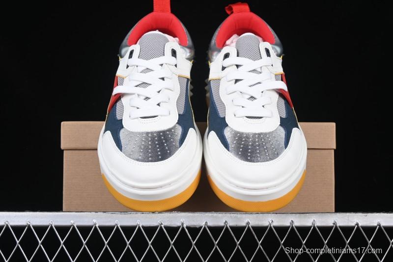 Christian Louboutin Funnyto Flat Comfortable Fashion Low-Top Sneakers in White Yellow Red - X.D4
