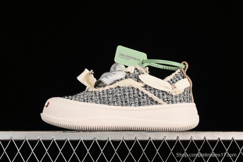 SMILEREPUBLIC SMILE Canvas Sneakers with Cut Wool Fringe and Unique Weaving - G.D4