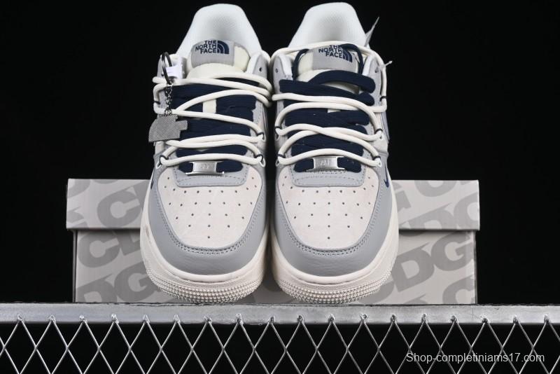 Nike Air Force 1 '07 Low The North Face Collaboration Grey Blue Lace-Up Low-Top Casual Sneakers - DM6688-024
