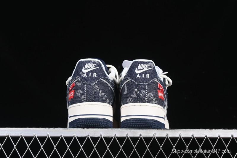 Nike Air Force 1 '07 Low Levi's Collaboration Light Blue Denim Drawstring Casual Sneakers - SJ1198-900