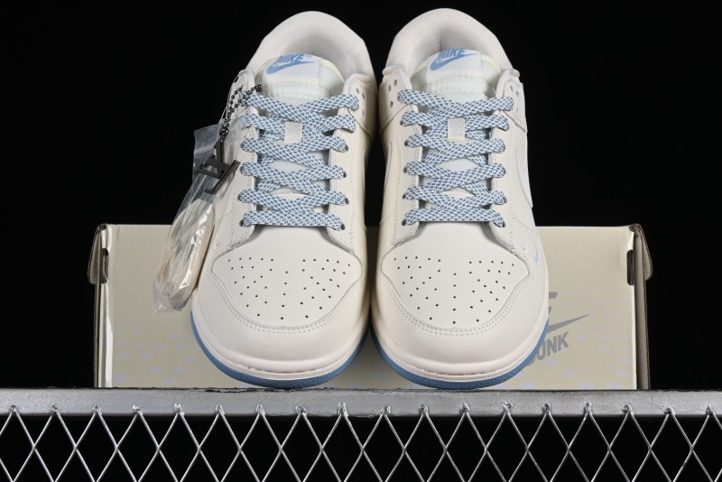 Nike SB Dunk Low LV Collaboration - Double Swoosh Beige Blue Anniversary High-End Custom Low-Top Casual Skate Shoes - XX2025-308