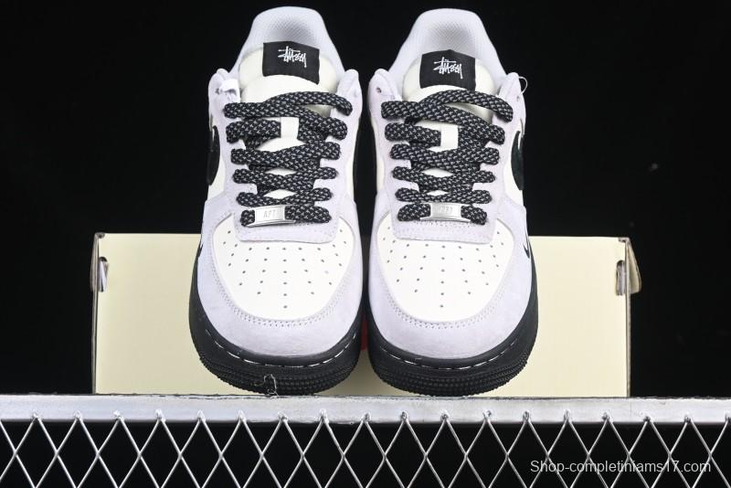 Nike Air Force 1 '07 Low Stussy Collaboration All Black Low-Top Casual Sneakers - XZ6188-195