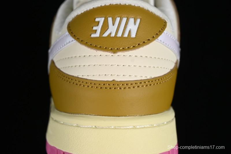 Nike Dunk Low "Just Do It" SB Low-Top Casual Skate Shoes in Coconut Milk and Pink - FD8683-700