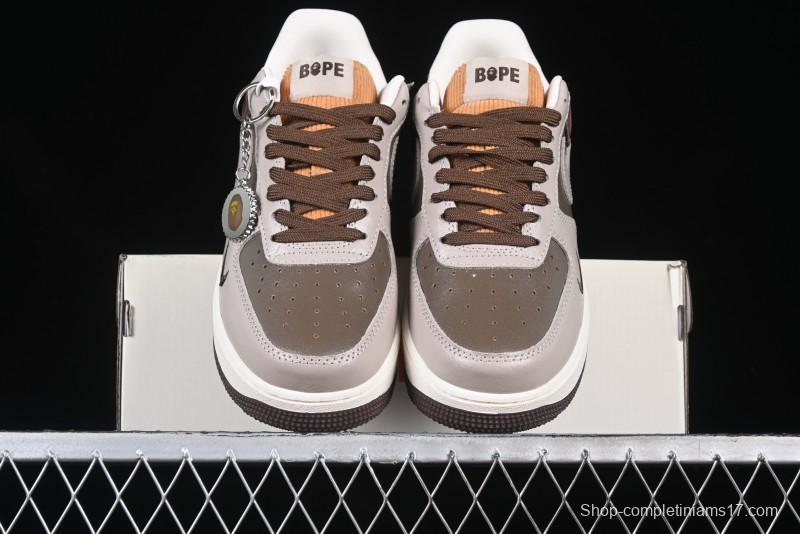Nike Air Force 1 '07 Low BAPE Collaboration Grey Green Brown Low-Top Casual Sneakers - KK1988-039