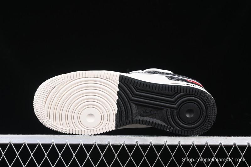 Nike Air Force 1 '07 Low Levi's Collaboration Black Denim Drawstring Casual Sneakers - SJ1198-800