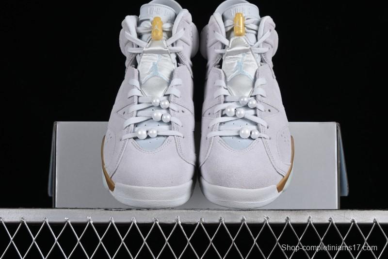 Nike Air Jordan 6 Retro Paris Olympics Sneakers with Metallic Gold Accents - DQ4914-074