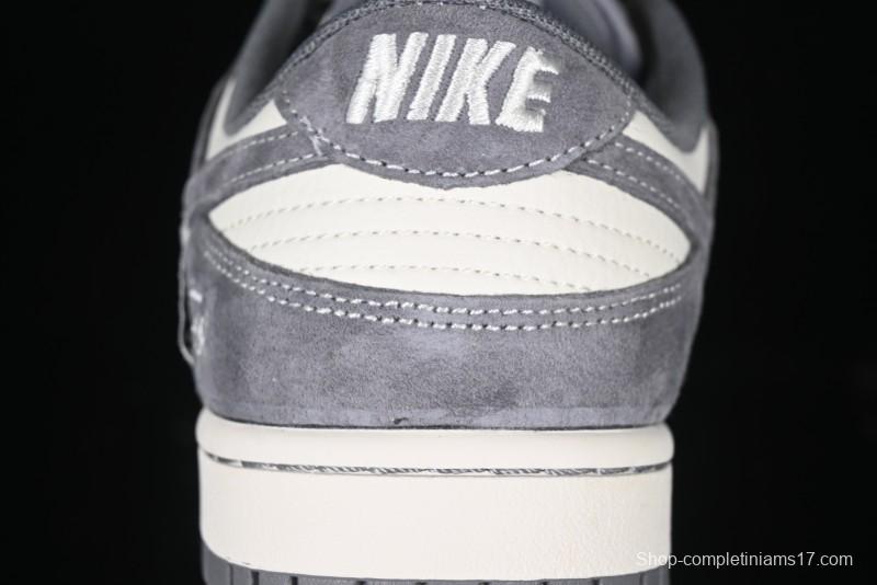 Nike SB Dunk Low Stussy Anniversary Edition Patchwork Grey Swoosh Customized Casual Skate Shoes - YX5066-221