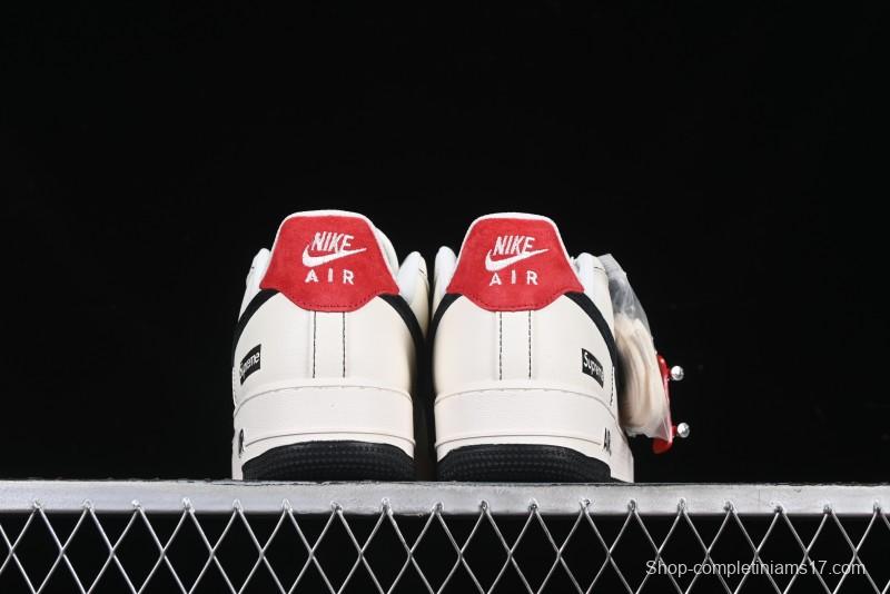 Nike Air Force 1 '07 Low Supreme Collaboration Casual Sneakers in Beige Black Red - BB7518-019
