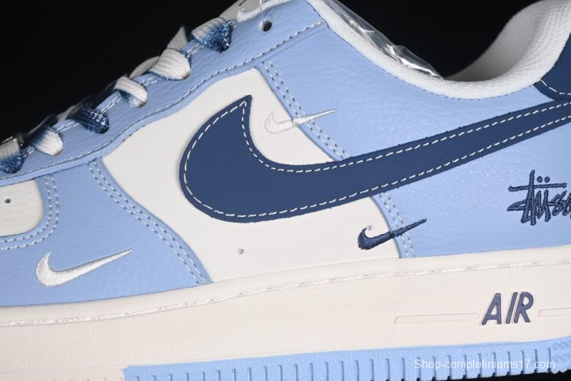 Nike Air Force 1 '07 Low Stussy Collaboration Dual-Tone Sky Blue Low-Top Casual Sneakers - XS1958-516