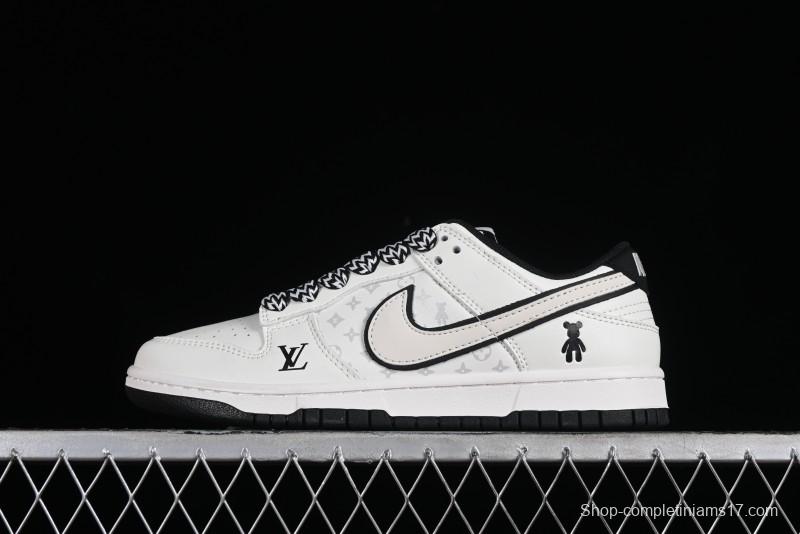 Nike SB Dunk Low LV Collaboration - Beige Black Violent Bear Anniversary High-End Custom Low-Top Casual Skate Shoes - SJ2068-239
