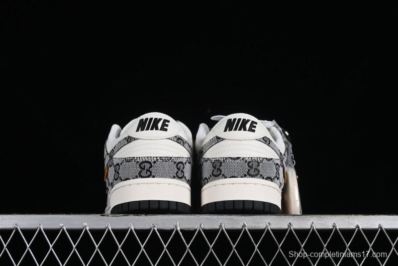 Nike SB Dunk Low Gucci Collaboration - Grey Pattern Anniversary High-End Custom Low-Top Casual Skate Shoes - BB9676-311