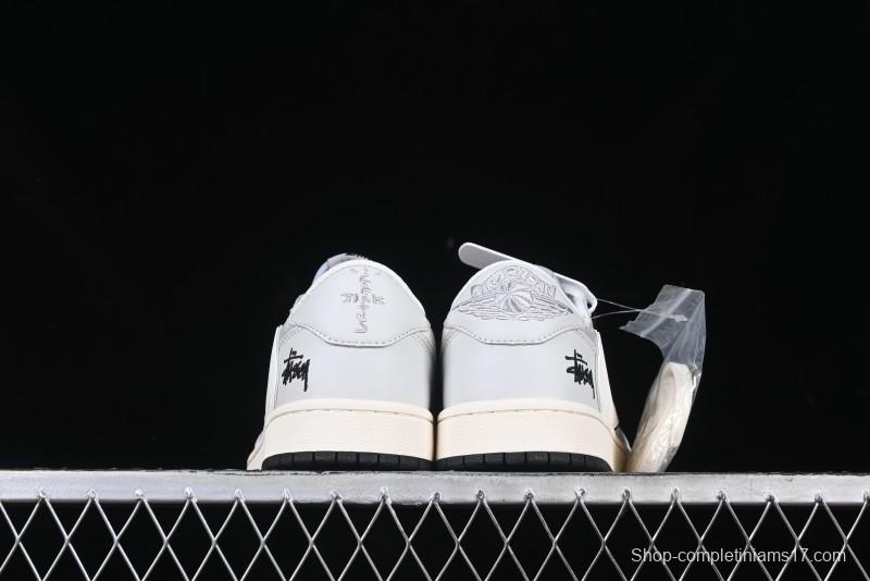 Nike Travis Scott x Fragment Design x Air Jordan 1 Low OG SP AJ1 Retro Sneakers in Summer Cicada Grey - XZ6898-001