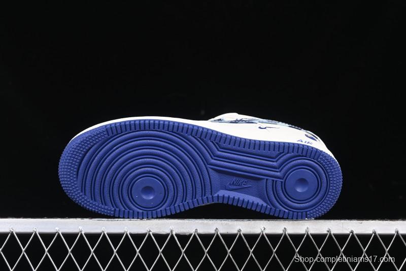 Nike Air Force 1 '07 Low Bape Collaboration - Blue Four Small Swoosh Casual Sneakers - KK1988-036
