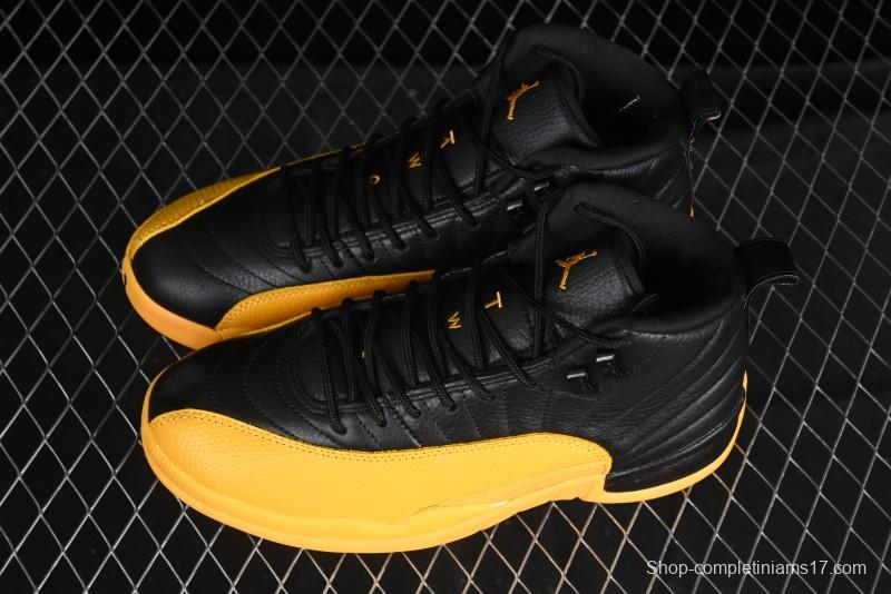 Nike Air Jordan 12 Retro Basketball Shoes in Black and Yellow - 130690-070