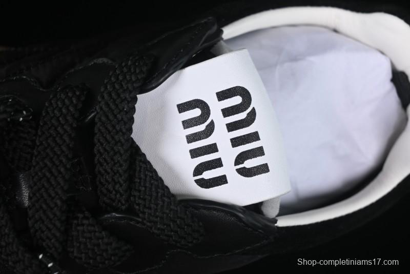 Miu Miu Suede Round Toe Lace-Up Women's Low-Top Casual Shoes - 99D4