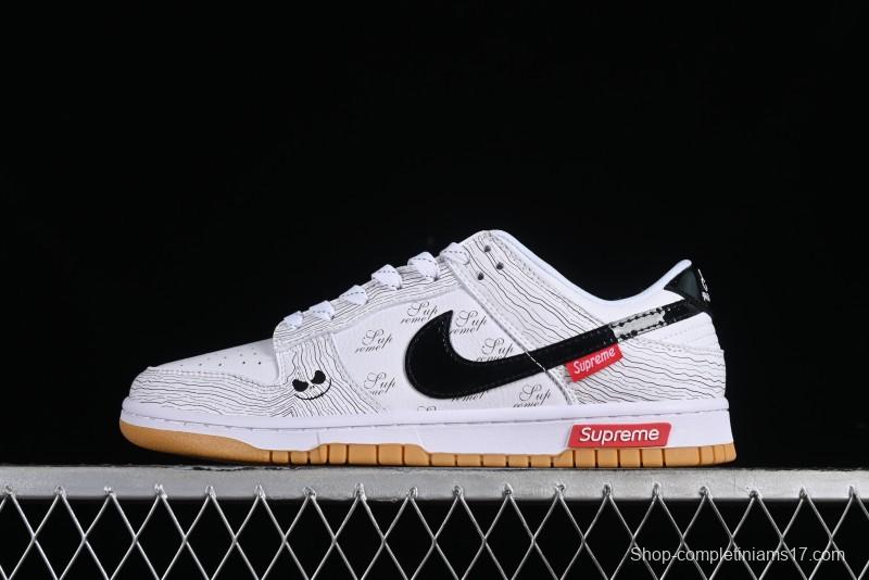 Supreme x Nike Dunk Low SB Casual Skate Shoes with Zoom Air Cushion - XD6188-034
