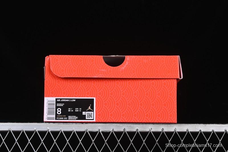 Nike Air Jordan 1 Low Retro Basketball Shoes with Custom Stussy Grey Snake Design - FC1688-202